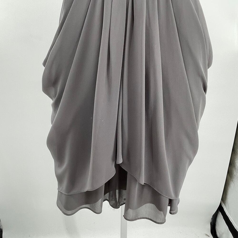 Watters & Watters Gray Strapless Chiffon Draped Formal Cocktail Party Dress 8 - Picture 8 of 9